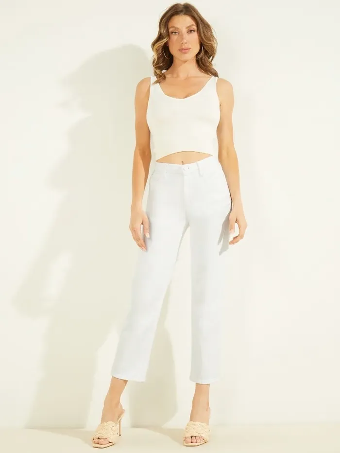 Bottoms Women 1981 HighRise Straight Jeans Pure White GUESS