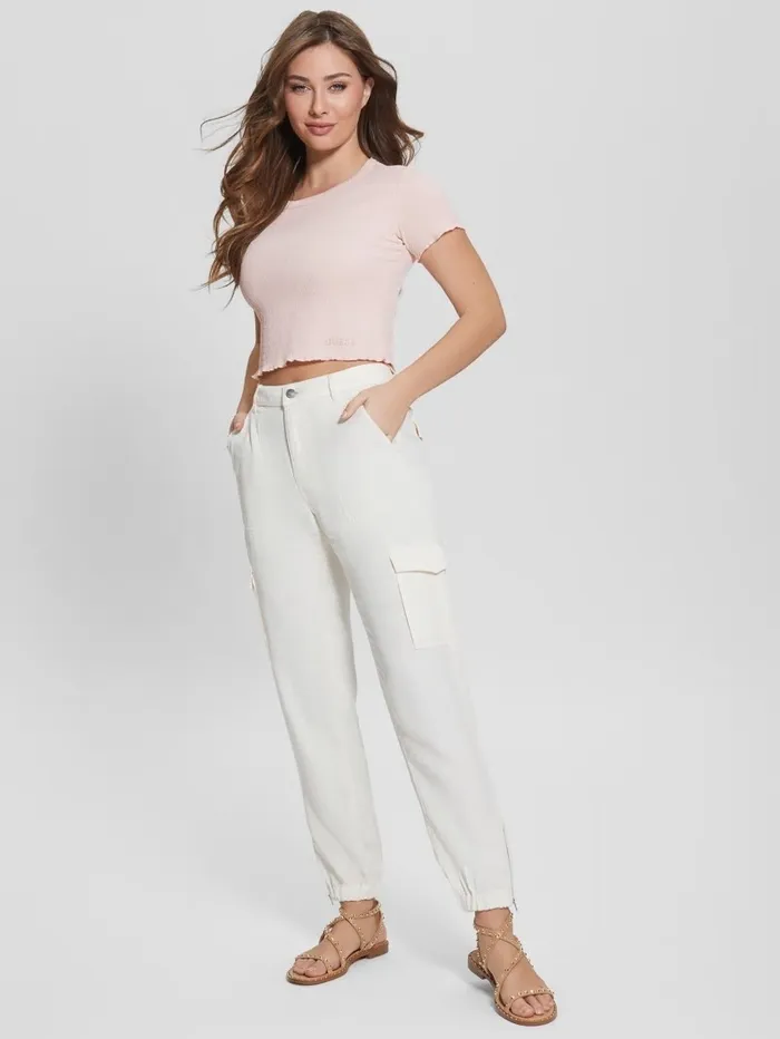 Bottoms Women Bowie Chino Cargo Pants Cream White Multi GUESS
