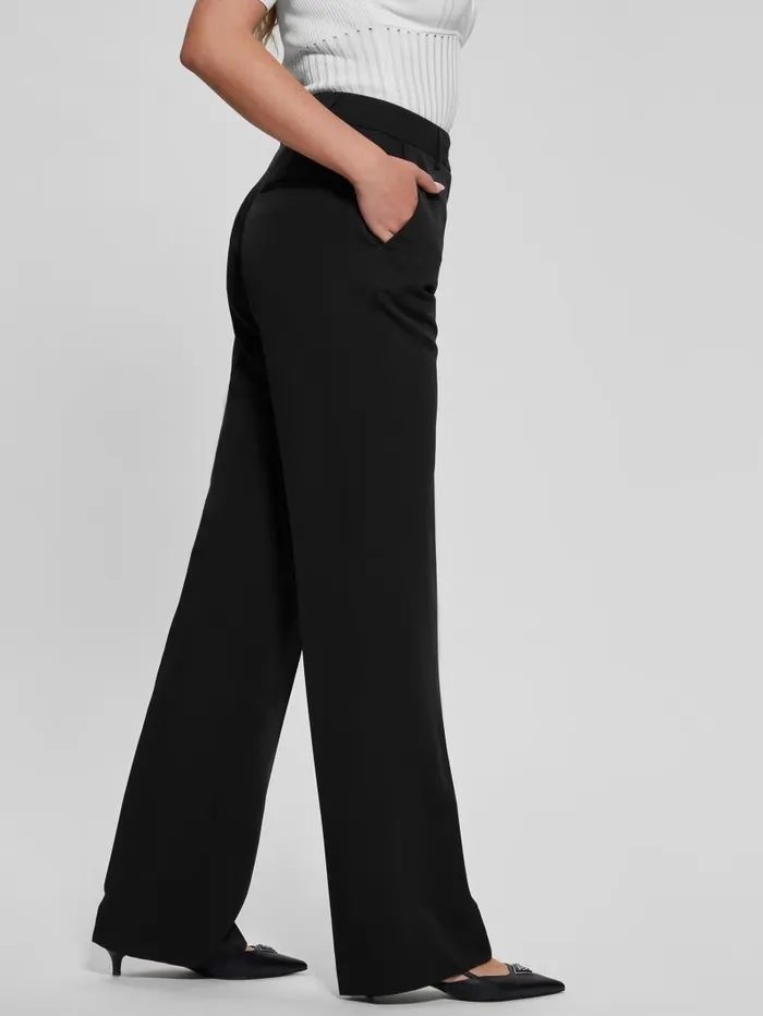 Bottoms Women Eco Carla Straight Pants Black GUESS Bottoms Women Eco Carla Straight Pants Black GUESS