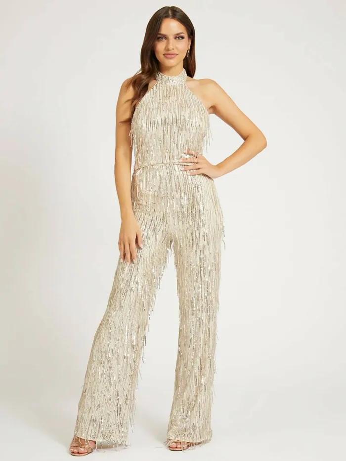 Bottoms Women Heidi Sequin Fringe Pants Off White Multi GUESS Bottoms Women Heidi Sequin Fringe Pants Off White Multi GUESS