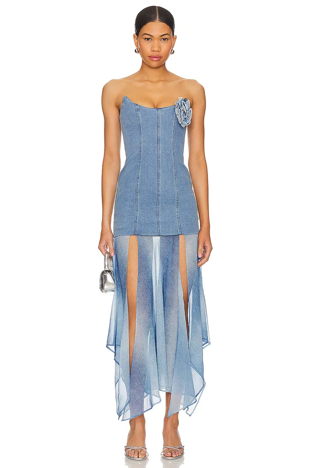Britney Maxi Dress Blue Denim Women Lovers and Friends Denim Britney Maxi Dress Blue Denim Women Lovers and Friends Denim