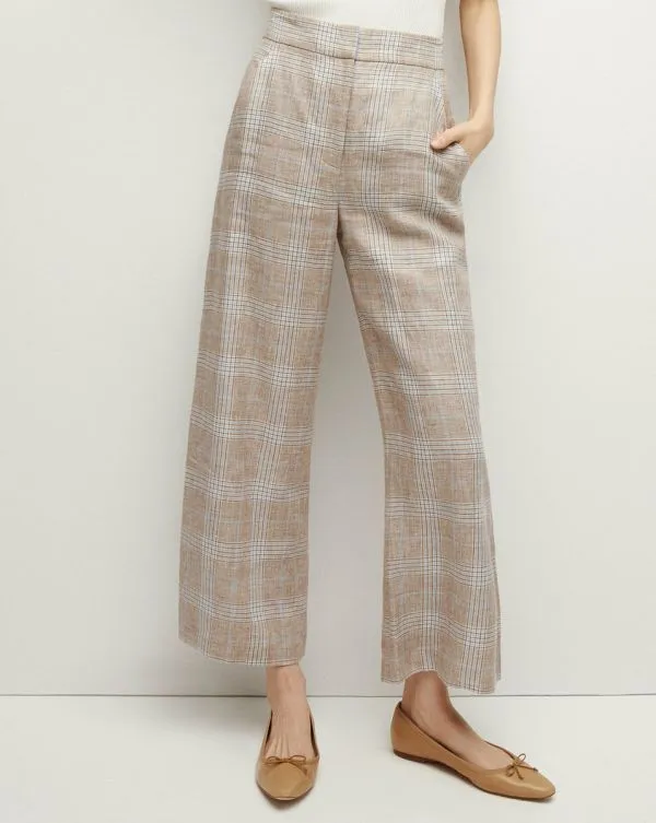 Brixton Linen Pant Khaki Multi Women Veronica Beard Pants Brixton Linen Pant Khaki Multi Women Veronica Beard Pants