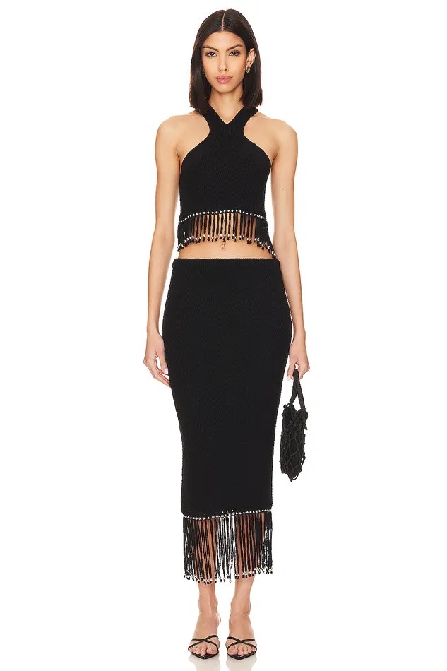 Bryony Fringe Top Black Women Lovers and Friends Tops Bryony Fringe Top Black Women Lovers and Friends Tops
