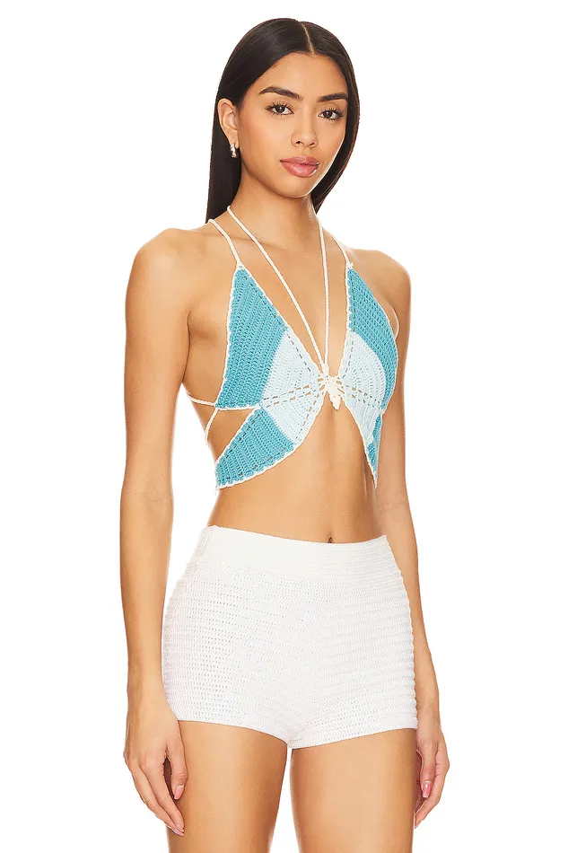 Butterfly Love Top Teal and Light Blue Women Lovers and Friends Tops Butterfly Love Top Teal and Light Blue Women Lovers and Friends Tops