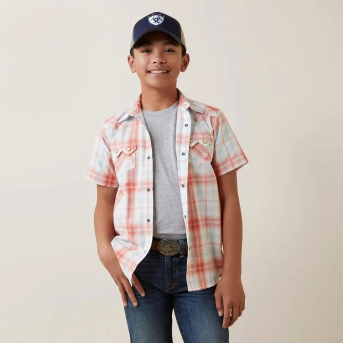 Button Down Shirts Kids Ariat Harter Retro Fit Shirt Faded Brick