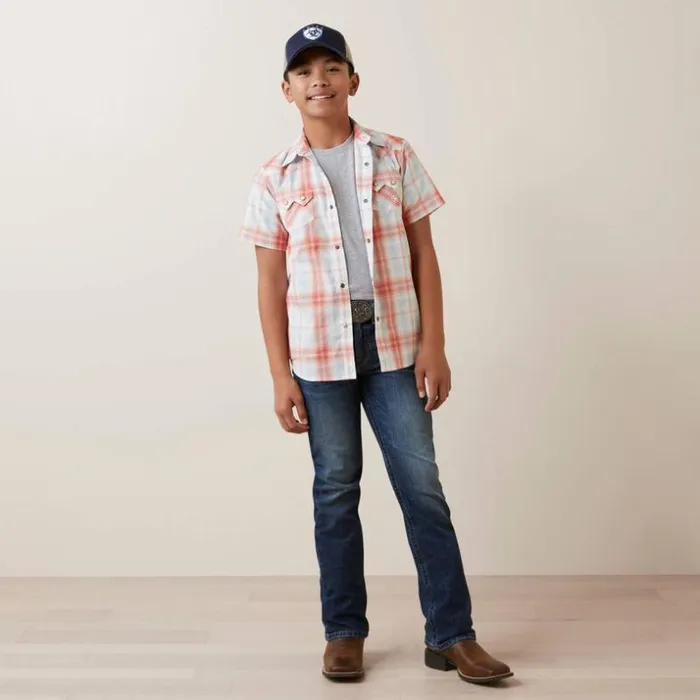 Button Down Shirts Kids Ariat Harter Retro Fit Shirt Faded Brick Button Down Shirts Kids Ariat Harter Retro Fit Shirt Faded Brick