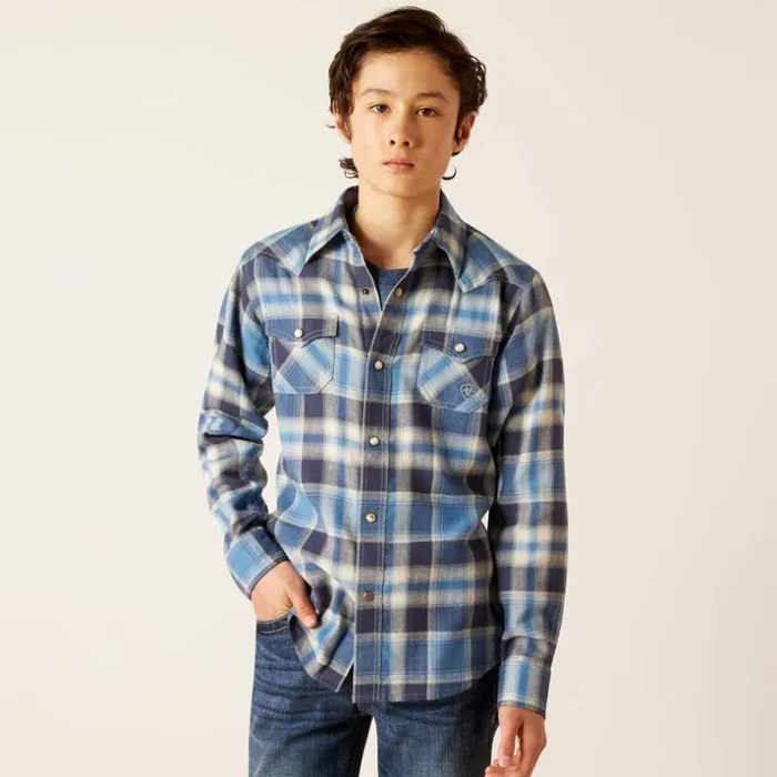 Button Down Shirts Kids Ariat Hoyt Retro Fit Shirt Charcoal Grey