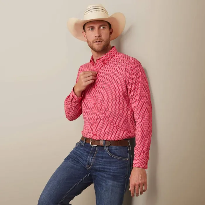 Button Down Shirts Men Ariat Neiko Classic Fit Shirt Rose Red