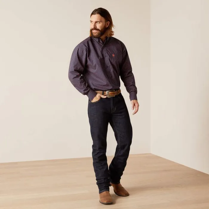 Button Down Shirts Men Ariat Palmer Classic Fit Shirt Dress Blue