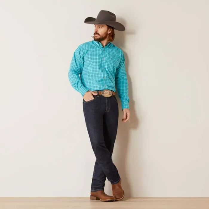 Button Down Shirts Men Ariat Pro Series Brock Classic Fit Shirt Blue Curacao Button Down Shirts Men Ariat Pro Series Brock Classic Fit Shirt Blue Curacao