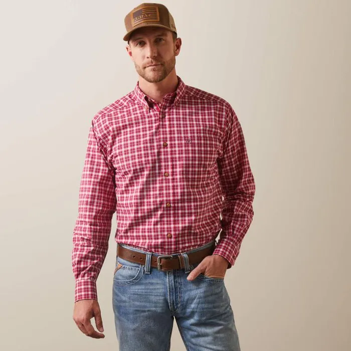 Button Down Shirts Men Ariat Pro Series Indiana Fitted Shirt Rose Red