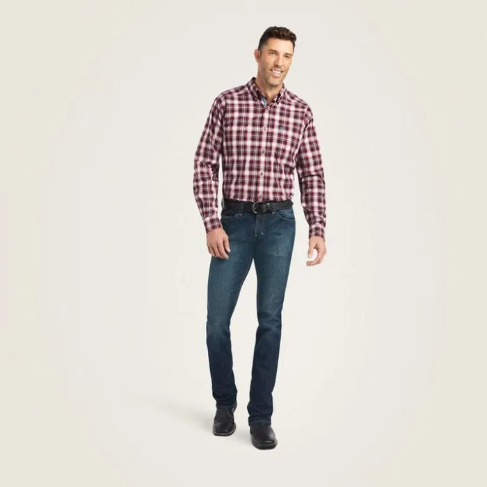 Button Down Shirts Men Ariat Pro Series Kenneth Stretch Fitted Shirt Snow Bunting