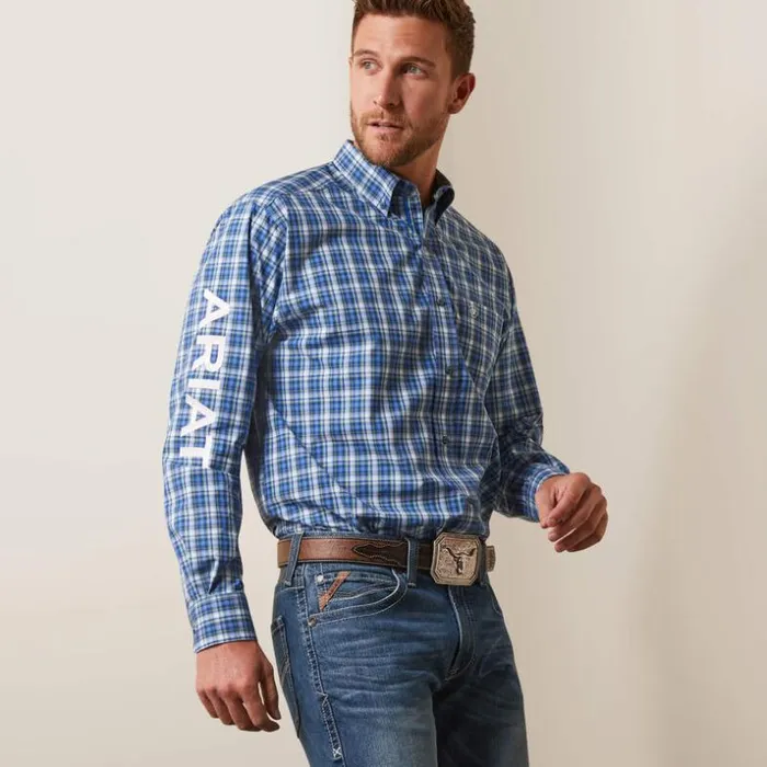 Button Down Shirts Men Ariat Pro Series Team Samson Classic Fit Shirt Blue
