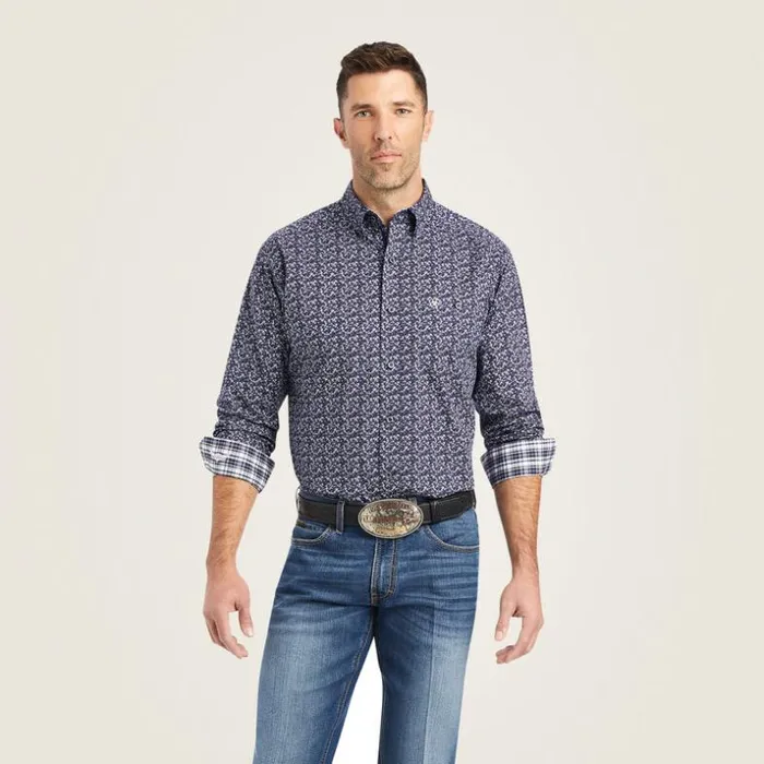 Button Down Shirts Men Ariat Relentless Trailblazer Stretch Classic Fit Shirt Midnight Sail