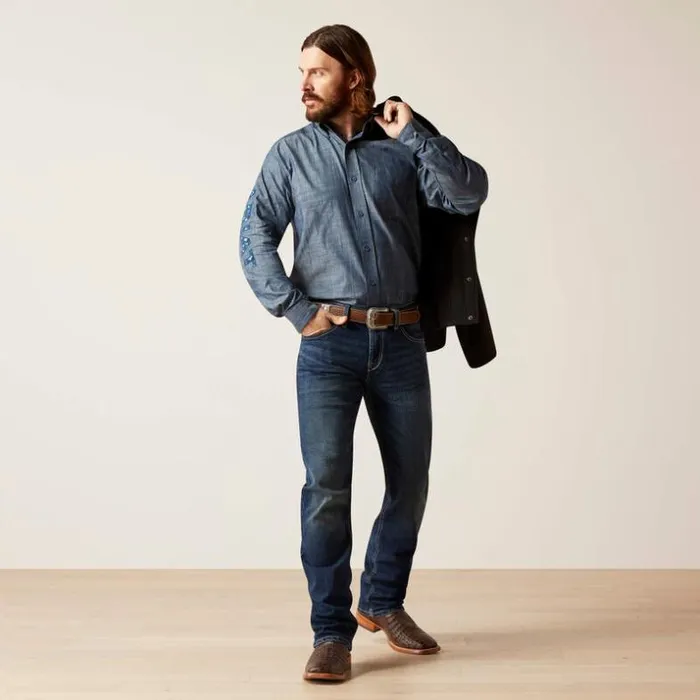 Button Down Shirts Men Ariat Team Logo Chambrey Classic Fit Shirt Blue Chambray Button Down Shirts Men Ariat Team Logo Chambrey Classic Fit Shirt Blue Chambray