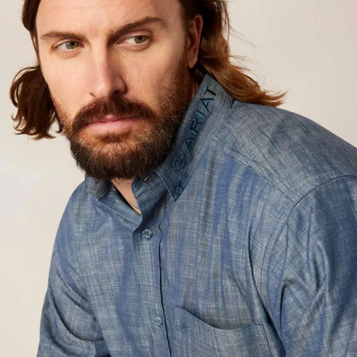 Button Down Shirts Men Ariat Team Logo Chambrey Classic Fit Shirt Blue Chambray Button Down Shirts Men Ariat Team Logo Chambrey Classic Fit Shirt Blue Chambray