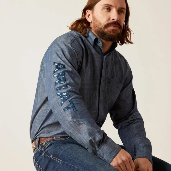 Button Down Shirts Men Ariat Team Logo Chambrey Classic Fit Shirt Blue Chambray Button Down Shirts Men Ariat Team Logo Chambrey Classic Fit Shirt Blue Chambray