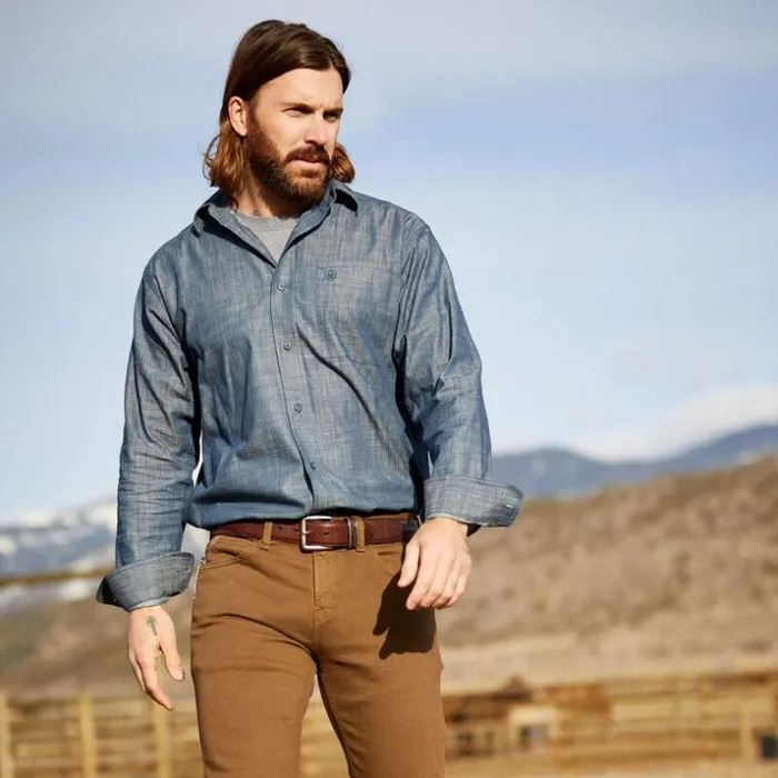 Button Down Shirts Men Ariat Team Logo Chambrey Classic Fit Shirt Blue Chambray Button Down Shirts Men Ariat Team Logo Chambrey Classic Fit Shirt Blue Chambray