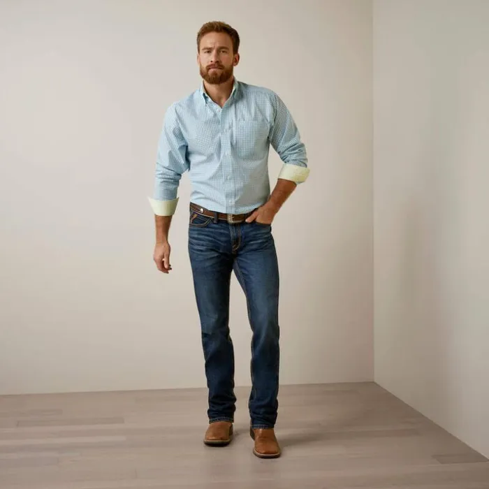 Button Down Shirts Men Ariat Wrinkle Free Colten Fitted Shirt Aqua Button Down Shirts Men Ariat Wrinkle Free Colten Fitted Shirt Aqua