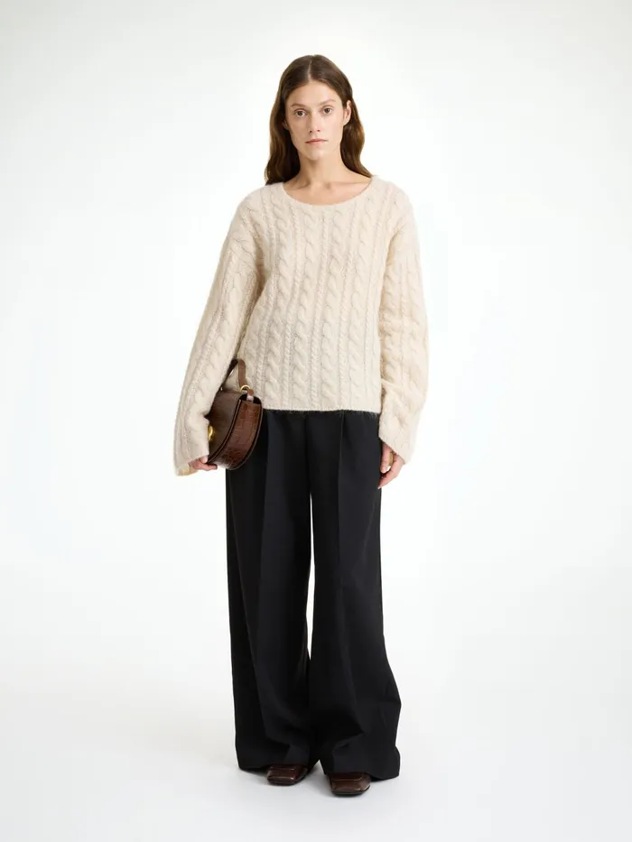 By Malene Birger Knitwear Women Cierra CableKnit Sweater Oyster Gray