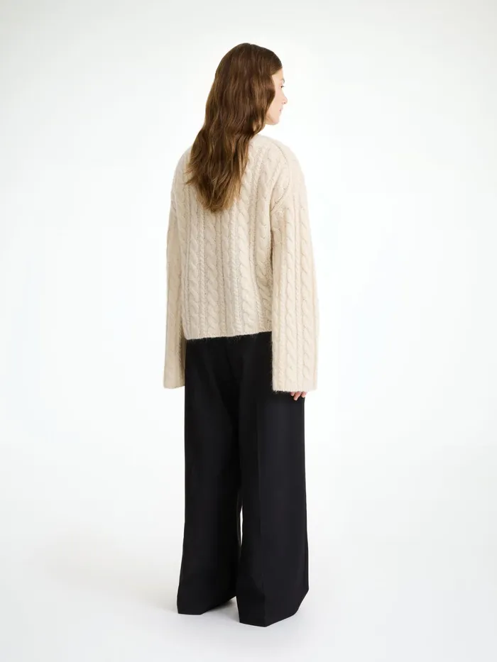 By Malene Birger Knitwear Women Cierra CableKnit Sweater Oyster Gray
