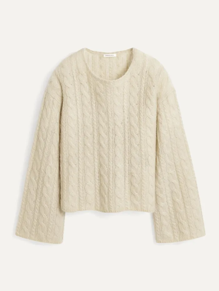 By Malene Birger Knitwear Women Cierra CableKnit Sweater Oyster Gray
