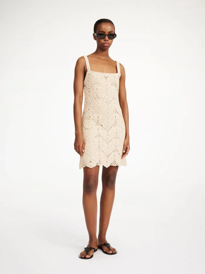 By Malene Birger Knitwear Women Falla Crochet Mini Dress Oyster Gray