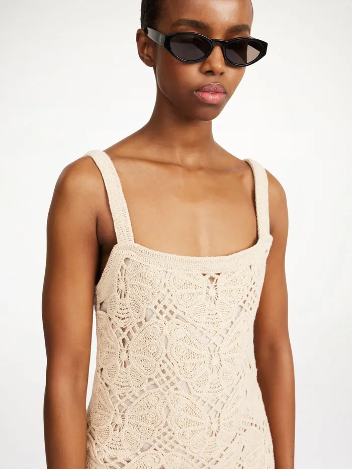 By Malene Birger Knitwear Women Falla Crochet Mini Dress Oyster Gray