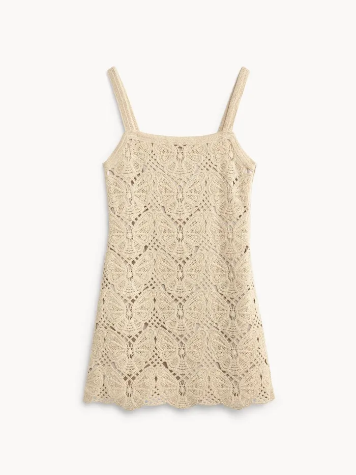 By Malene Birger Knitwear Women Falla Crochet Mini Dress Oyster Gray