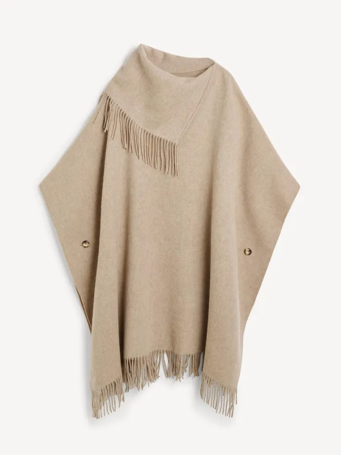 By Malene Birger Scarves Women Turtlo Wool Poncho Grey Brown Melange