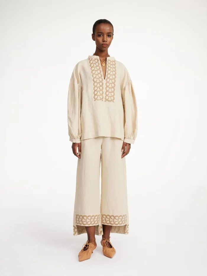 By Malene Birger Tops and Blouses Women Cadmus Linen Blouse Oyster Gray