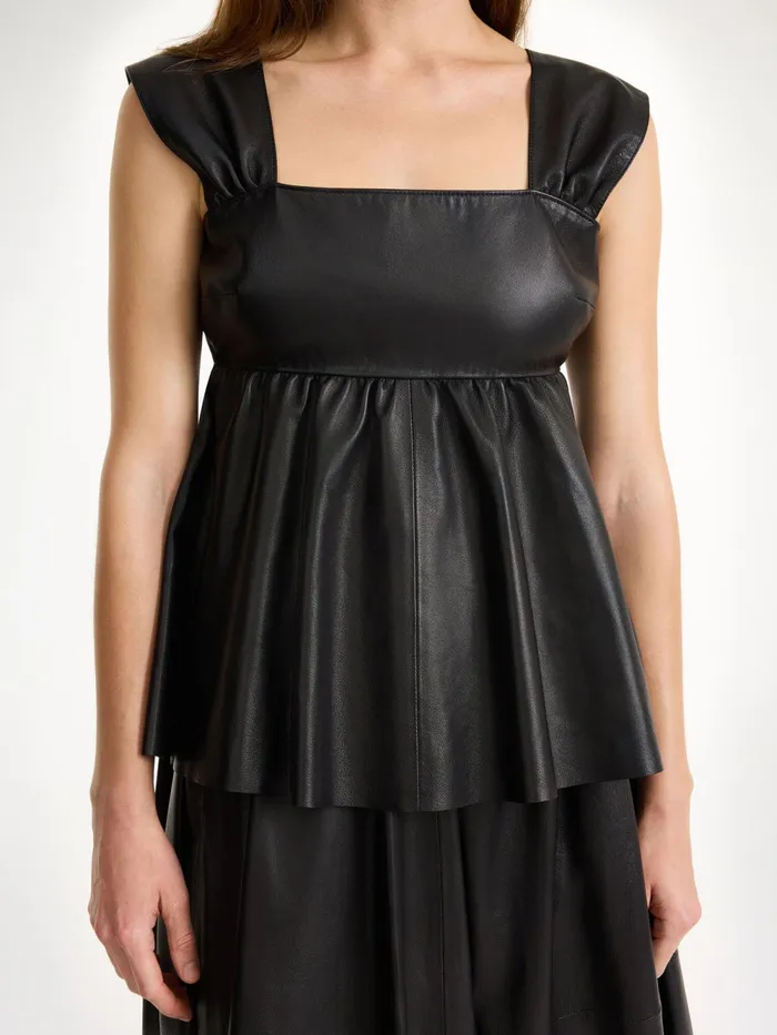 By Malene Birger Tops and Blouses Women Marcie Leather Top Black