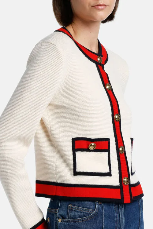 Cardigan Luisa Spagnoli Women Mangora Mangora CreamBlueRed Cardigan Luisa Spagnoli Women Mangora Mangora CreamBlueRed