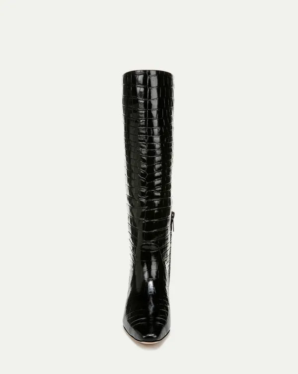 Cecile CrocEmbossed Tall Boot Black Women Veronica Beard Shoes Cecile CrocEmbossed Tall Boot Black Women Veronica Beard Shoes