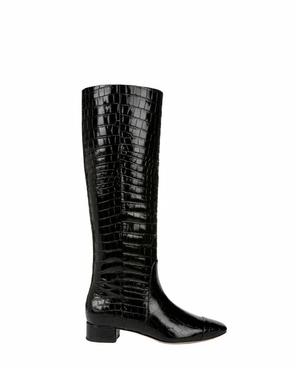 Cecile CrocEmbossed Tall Boot Black Women Veronica Beard Shoes Cecile CrocEmbossed Tall Boot Black Women Veronica Beard Shoes
