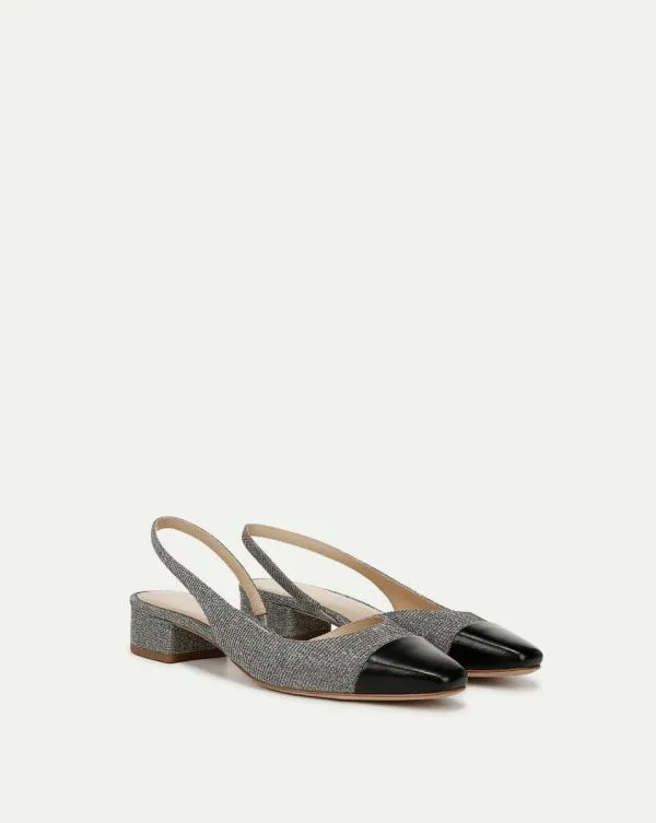Cecile Lurex CapToe Slingback Silver Lurexandblack Women Veronica Beard Shoes Cecile Lurex CapToe Slingback Silver Lurexandblack Women Veronica Beard Shoes