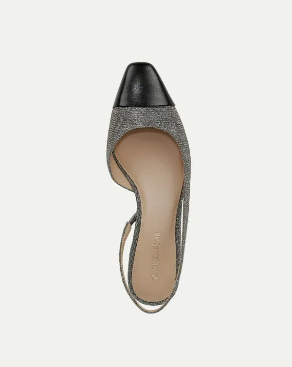 Cecile Lurex CapToe Slingback Silver Lurexandblack Women Veronica Beard Shoes Cecile Lurex CapToe Slingback Silver Lurexandblack Women Veronica Beard Shoes