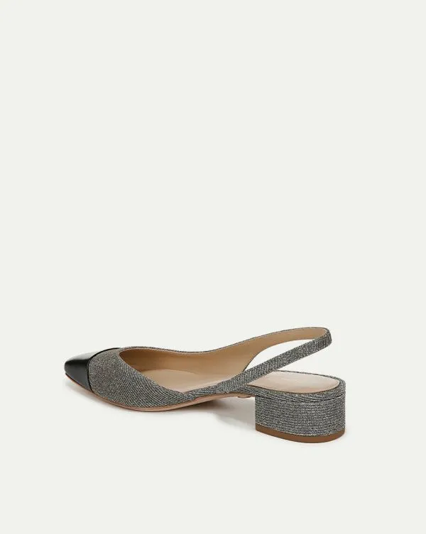 Cecile Lurex CapToe Slingback Silver Lurexandblack Women Veronica Beard Shoes Cecile Lurex CapToe Slingback Silver Lurexandblack Women Veronica Beard Shoes