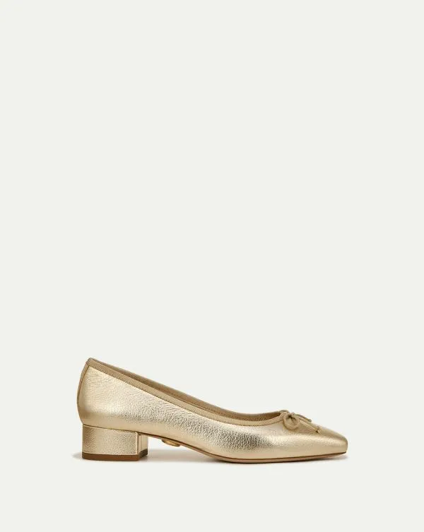 Cecile Metallic Leather Ballet Pump Platinum Women Veronica Beard Shoes