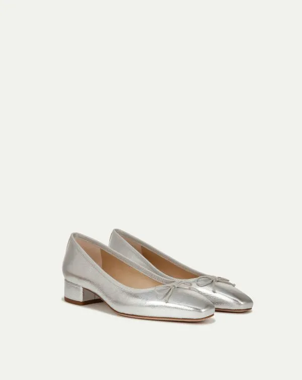 Cecile Metallic Leather Ballet Pump Platinum Women Veronica Beard Shoes Cecile Metallic Leather Ballet Pump Platinum Women Veronica Beard Shoes