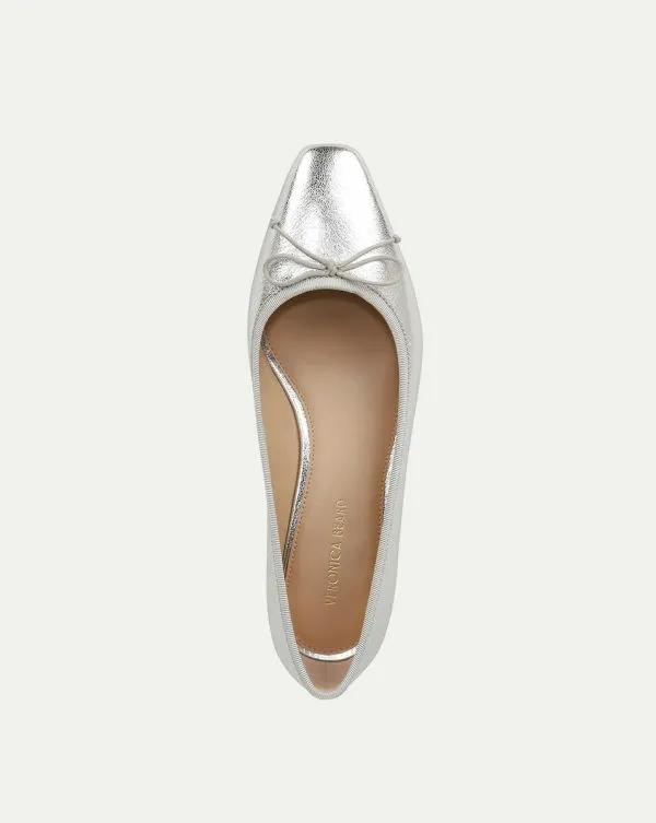 Cecile Metallic Leather Ballet Pump Platinum Women Veronica Beard Shoes Cecile Metallic Leather Ballet Pump Platinum Women Veronica Beard Shoes