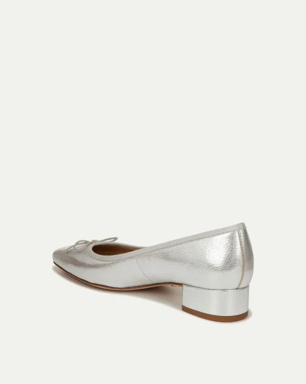 Cecile Metallic Leather Ballet Pump Platinum Women Veronica Beard Shoes Cecile Metallic Leather Ballet Pump Platinum Women Veronica Beard Shoes