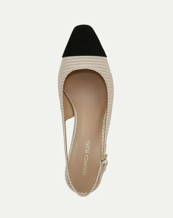 Cecile Raffia CapToe Slingback Pump Beigeandblack Women Veronica Beard Shoes