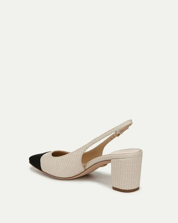 Cecile Raffia CapToe Slingback Pump Beigeandblack Women Veronica Beard Shoes