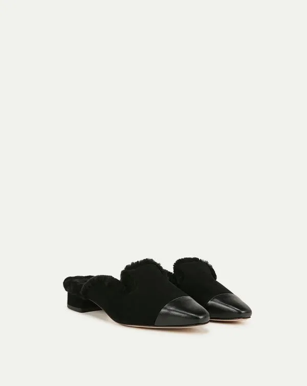 Cecile Shearling Mule Black Women Veronica Beard Shoes