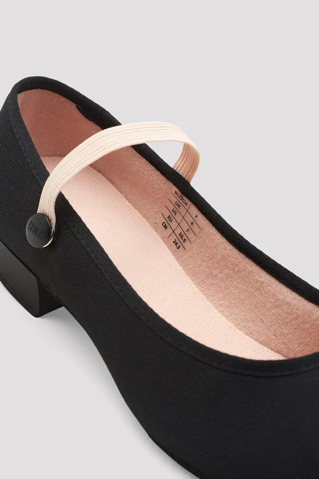 Character Ladies Accent Canvas Character Shoes Black Canvas Bloch Adult