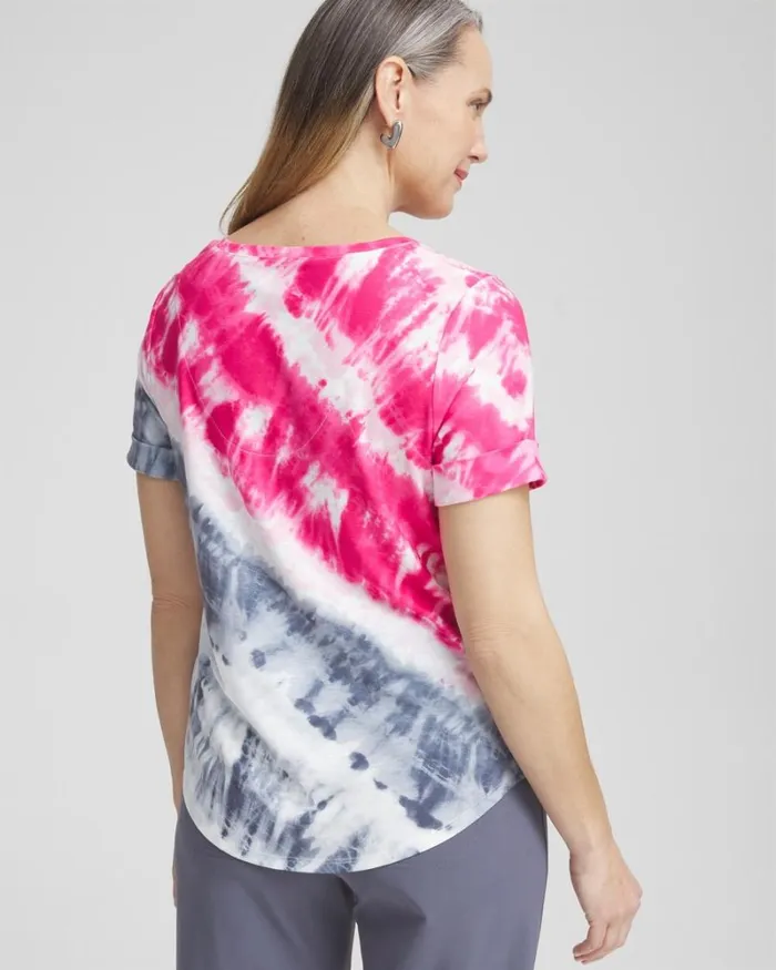Chico039s Activewear Zenergy Tie Dye Tee Pink Bromeliad 8211 Clothing