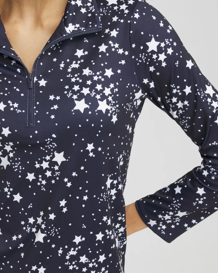 Chico039s Activewear Zenergy UPF Knit Star Half Zip Top Classic Navy 8211 Clothing Chico039s Activewear Zenergy UPF Knit Star Half Zip Top Classic Navy 8211 Clothing
