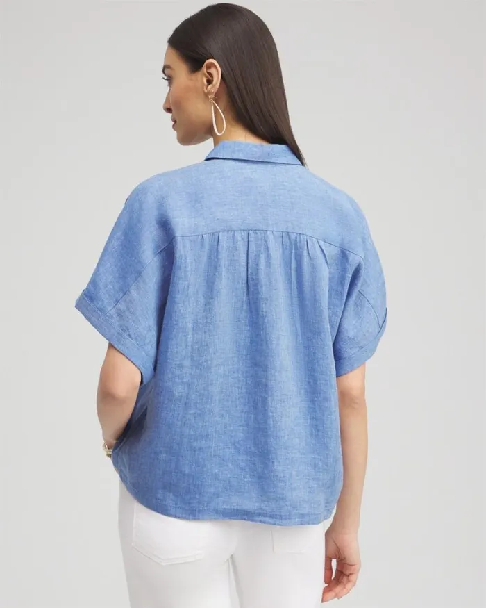 Chico039s Blouses and Shirts Linen Embroidered Applique Shirt Indigo 8211 Clothing Chico039s Blouses and Shirts Linen Embroidered Applique Shirt Indigo 8211 Clothing