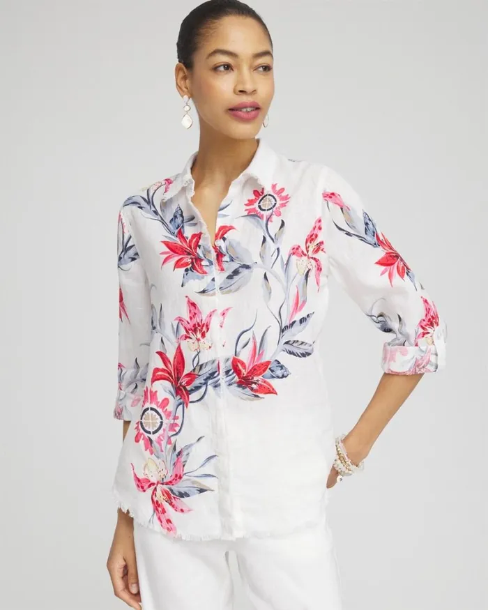 Chico039s Blouses and Shirts Linen Floral Fringe Shirt Alabaster 8211 Clothing Chico039s Blouses and Shirts Linen Floral Fringe Shirt Alabaster 8211 Clothing